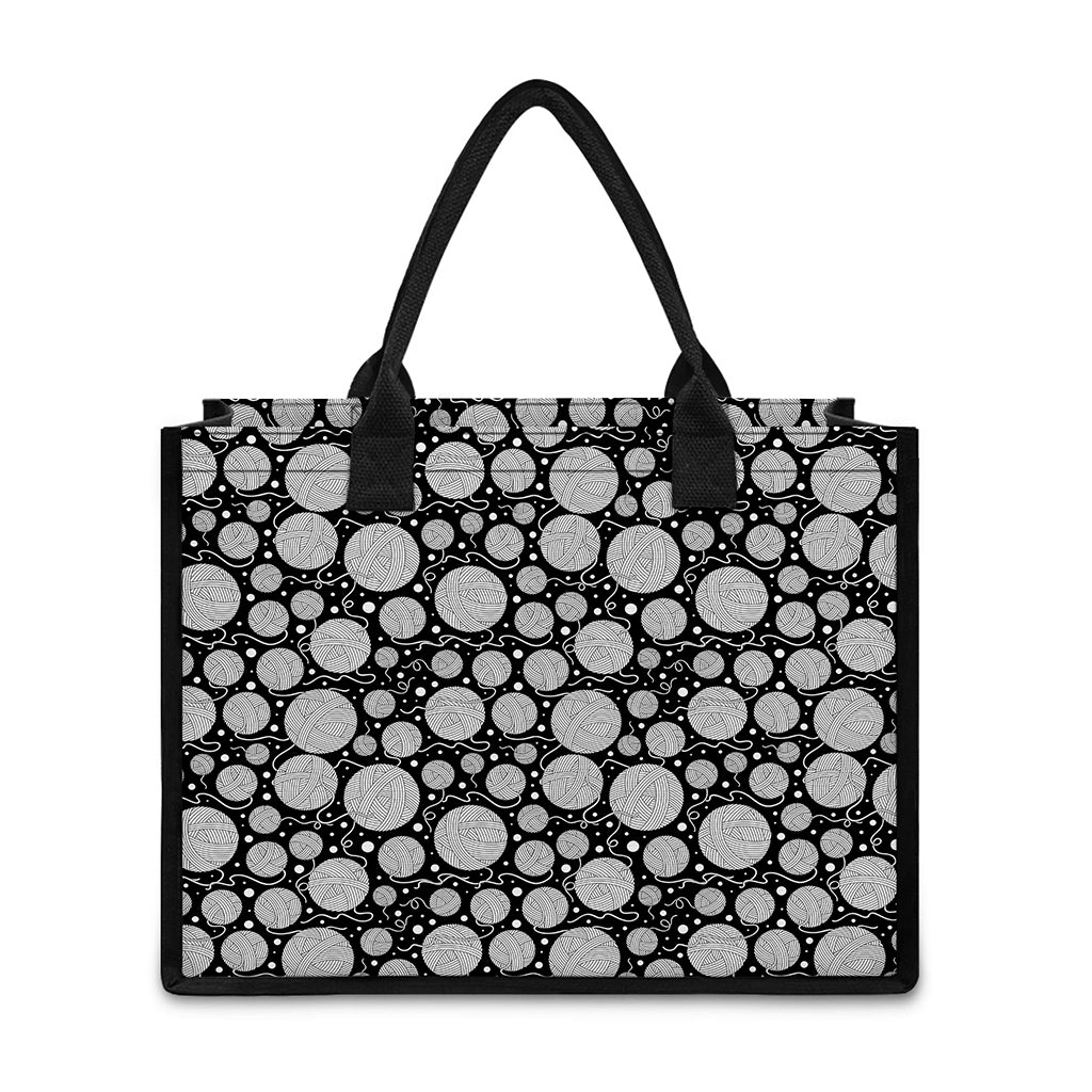 Black And White Yarn Pattern Print Canvas Tote Bag