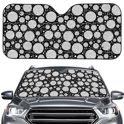 Black And White Yarn Pattern Print Car Windshield Sun Shade