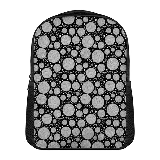 Black And White Yarn Pattern Print Casual Backpack