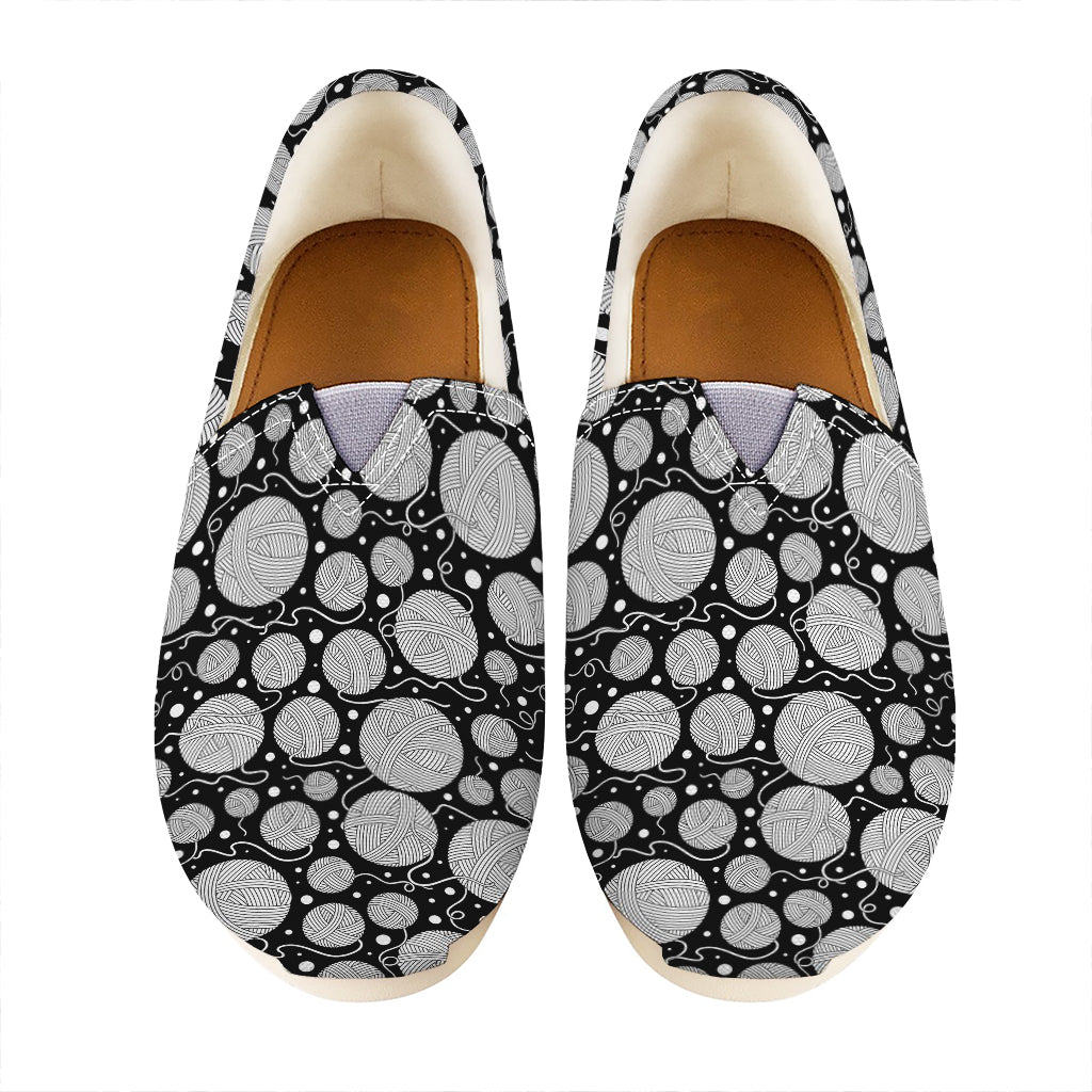 Black And White Yarn Pattern Print Casual Shoes