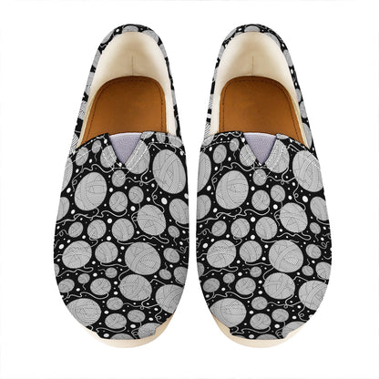 Black And White Yarn Pattern Print Casual Shoes