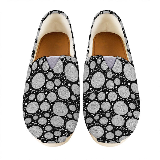 Black And White Yarn Pattern Print Casual Shoes