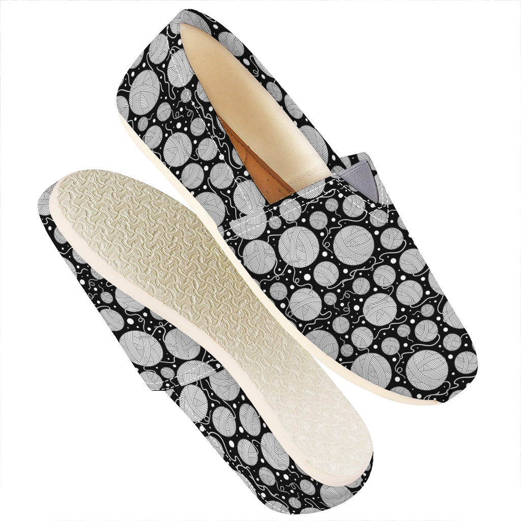 Black And White Yarn Pattern Print Casual Shoes