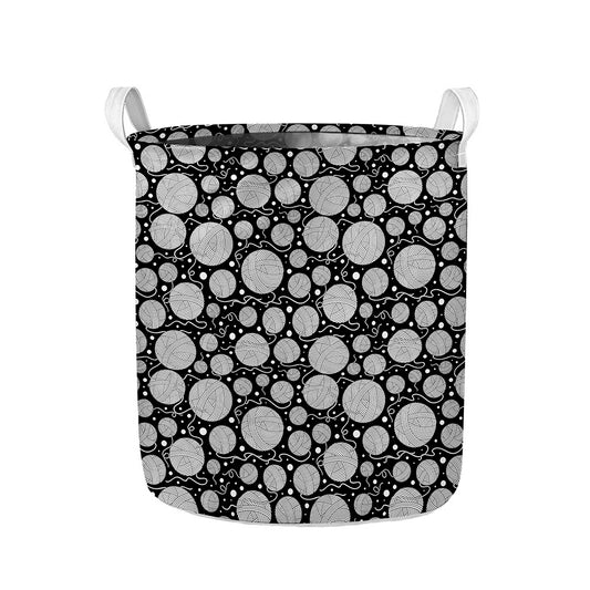 Black And White Yarn Pattern Print Collapsible Laundry Basket