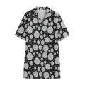Black And White Yarn Pattern Print Cotton Hawaiian Shirt