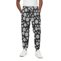 Black And White Yarn Pattern Print Cotton Sweatpants