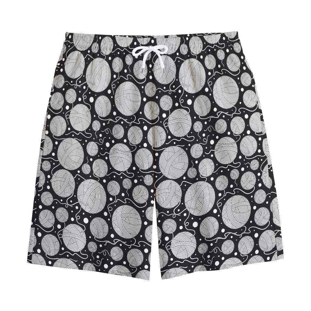 Black And White Yarn Pattern Print Cotton Shorts