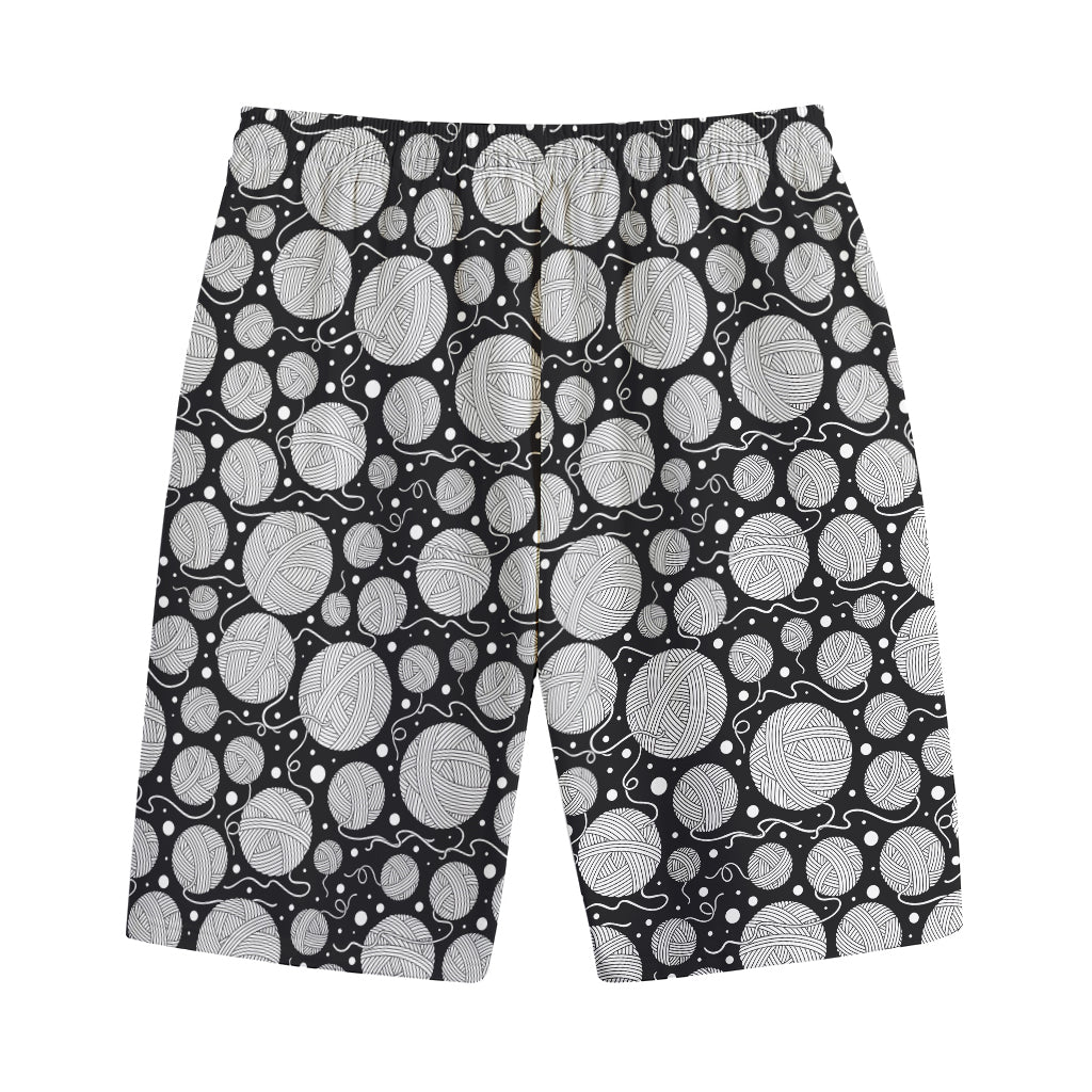 Black And White Yarn Pattern Print Cotton Shorts