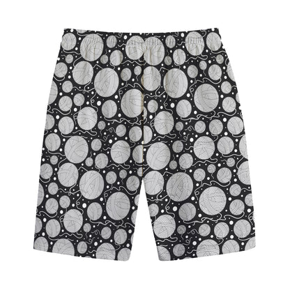 Black And White Yarn Pattern Print Cotton Shorts