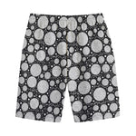 Black And White Yarn Pattern Print Cotton Shorts