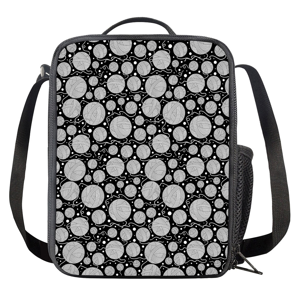 Black And White Yarn Pattern Print Crossbody Lunch Bag