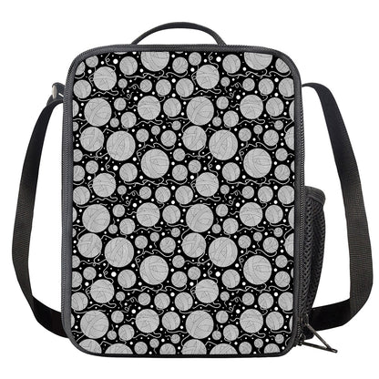 Black And White Yarn Pattern Print Crossbody Lunch Bag