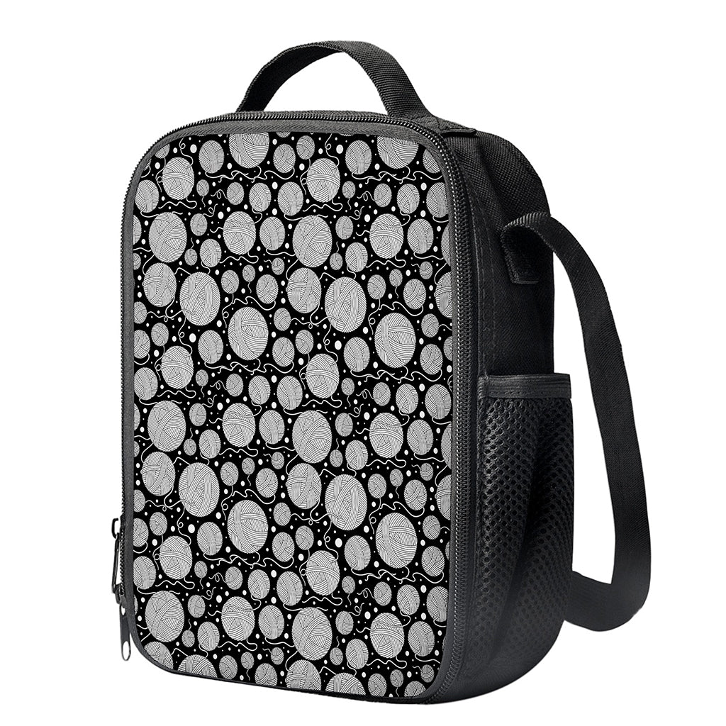 Black And White Yarn Pattern Print Crossbody Lunch Bag
