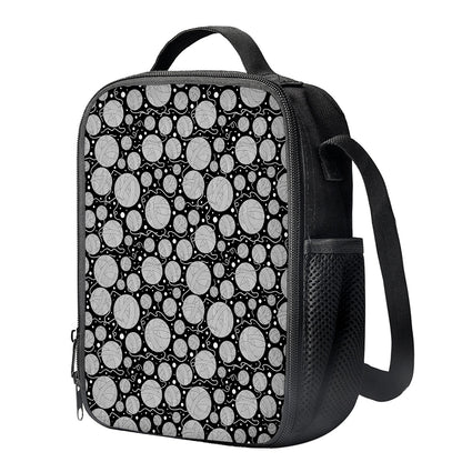Black And White Yarn Pattern Print Crossbody Lunch Bag
