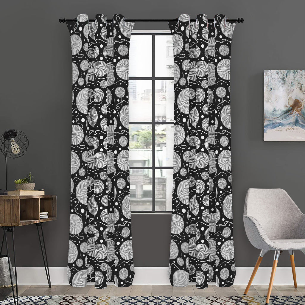 Black And White Yarn Pattern Print Curtain