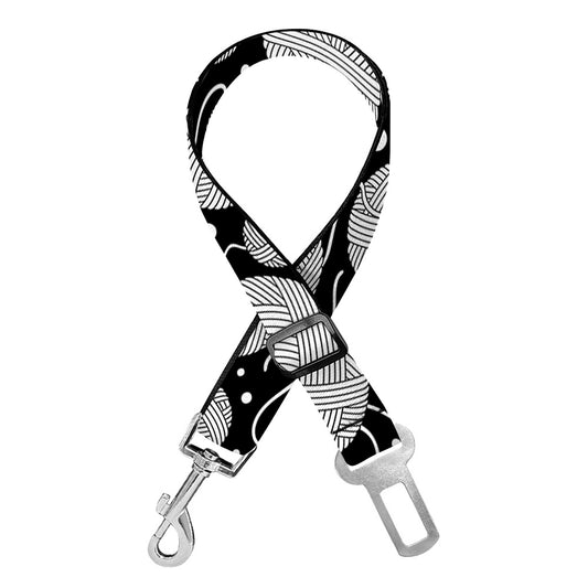 Black And White Yarn Pattern Print Dog Seat Belt