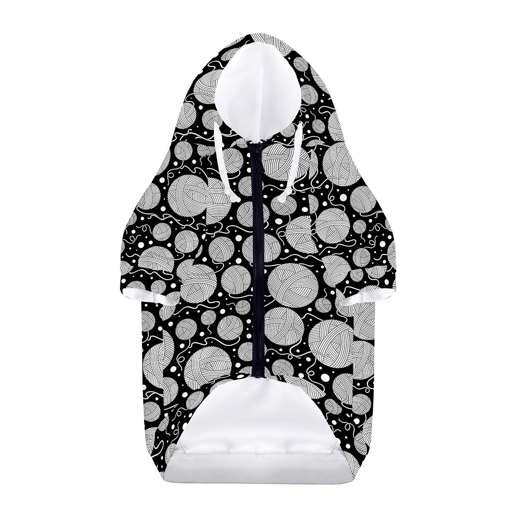 Black And White Yarn Pattern Print Dog Zip Up Hoodie