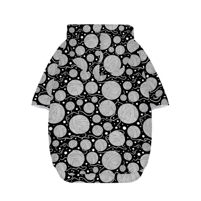 Black And White Yarn Pattern Print Dog Zip Up Hoodie