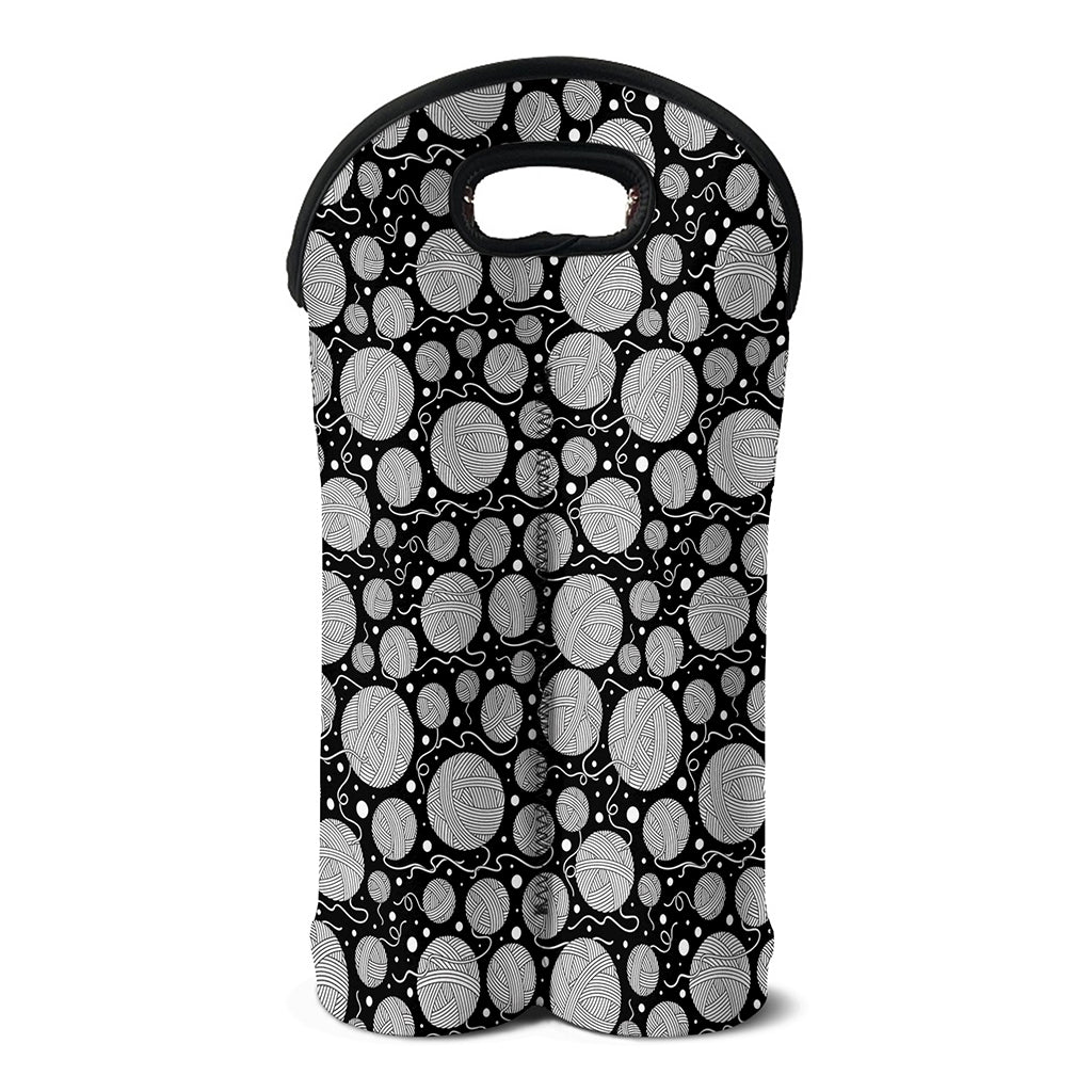 Black And White Yarn Pattern Print Double Neoprene Wine Tote