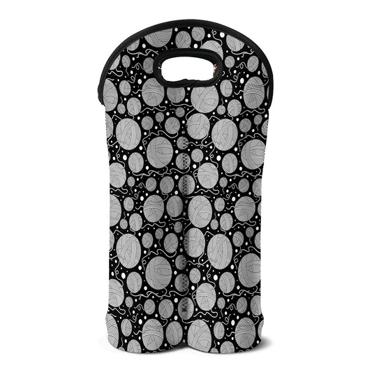Black And White Yarn Pattern Print Double Neoprene Wine Tote