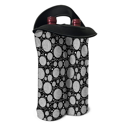 Black And White Yarn Pattern Print Double Neoprene Wine Tote