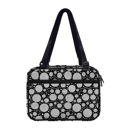 Black And White Yarn Pattern Print Double Strap Bible Bag