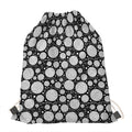 Black And White Yarn Pattern Print Drawstring Bag