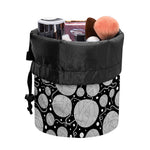 Black And White Yarn Pattern Print Drawstring Makeup Bag