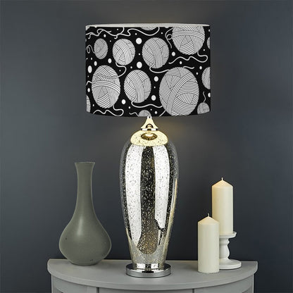 Black And White Yarn Pattern Print Drum Lamp Shade