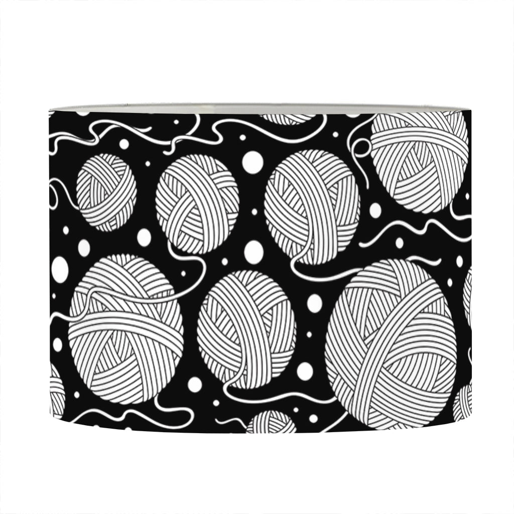 Black And White Yarn Pattern Print Drum Lamp Shade