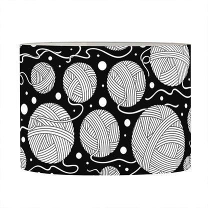 Black And White Yarn Pattern Print Drum Lamp Shade