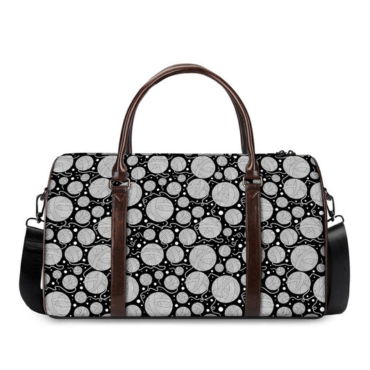 Black And White Yarn Pattern Print Duffle Bag