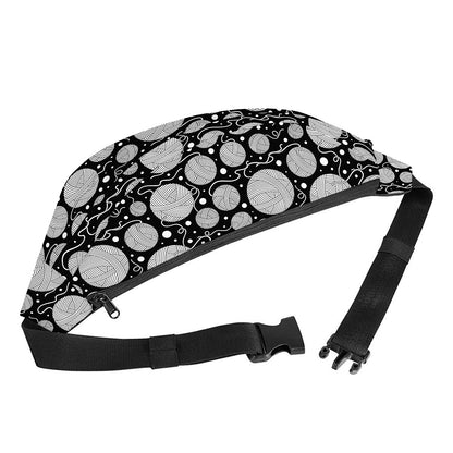Black And White Yarn Pattern Print Fanny Pack