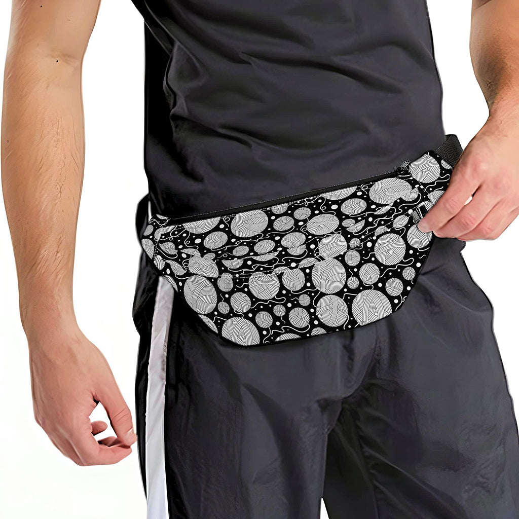 Black And White Yarn Pattern Print Fanny Pack