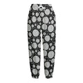 Black And White Yarn Pattern Print Fleece Lined Knit Pants