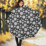 Black And White Yarn Pattern Print Foldable Umbrella