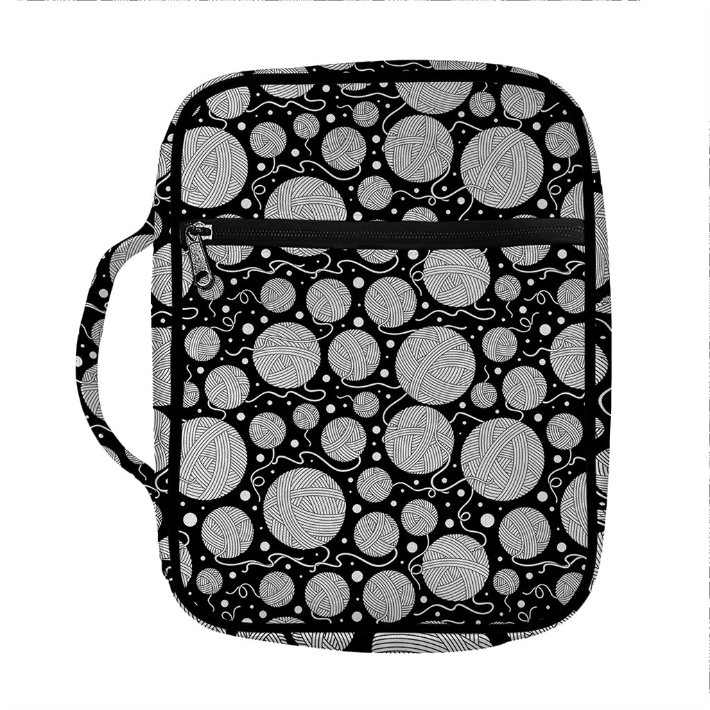 Black And White Yarn Pattern Print Front Pocket Bible Bag