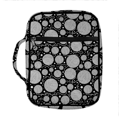 Black And White Yarn Pattern Print Front Pocket Bible Bag