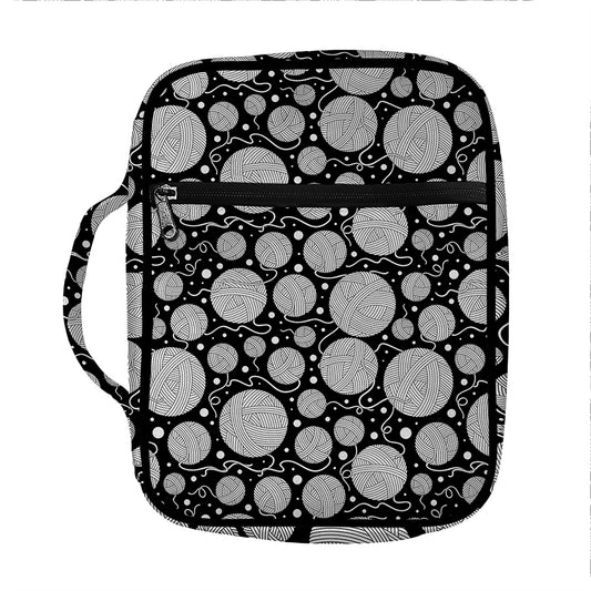 Black And White Yarn Pattern Print Front Pocket Bible Bag