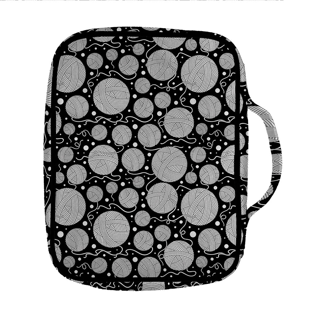 Black And White Yarn Pattern Print Front Pocket Bible Bag
