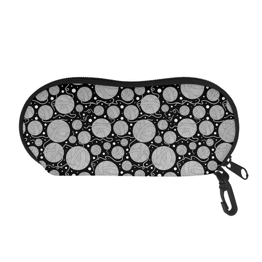 Black And White Yarn Pattern Print Glasses Case