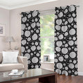 Black And White Yarn Pattern Print Grommet Curtains