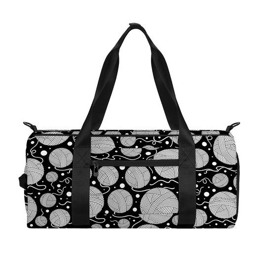 Black And White Yarn Pattern Print Gym Bag