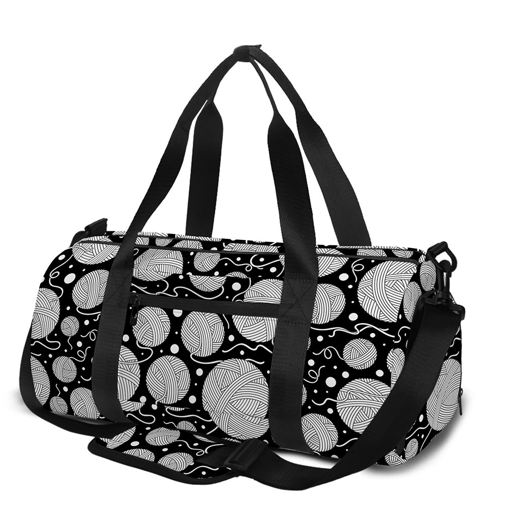 Black And White Yarn Pattern Print Gym Bag