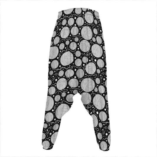 Black And White Yarn Pattern Print Hammer Pants