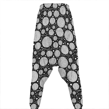 Black And White Yarn Pattern Print Hammer Pants