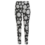 Black And White Yarn Pattern Print High-Waisted Pocket Leggings