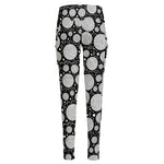 Black And White Yarn Pattern Print High-Waisted Pocket Leggings