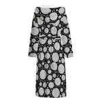Black And White Yarn Pattern Print Hooded Bathrobe