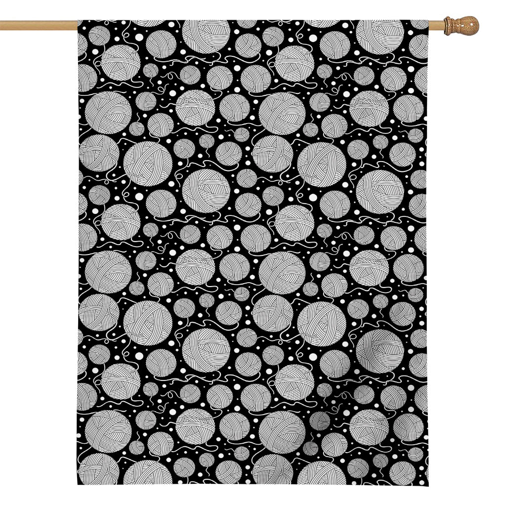 Black And White Yarn Pattern Print House Flag